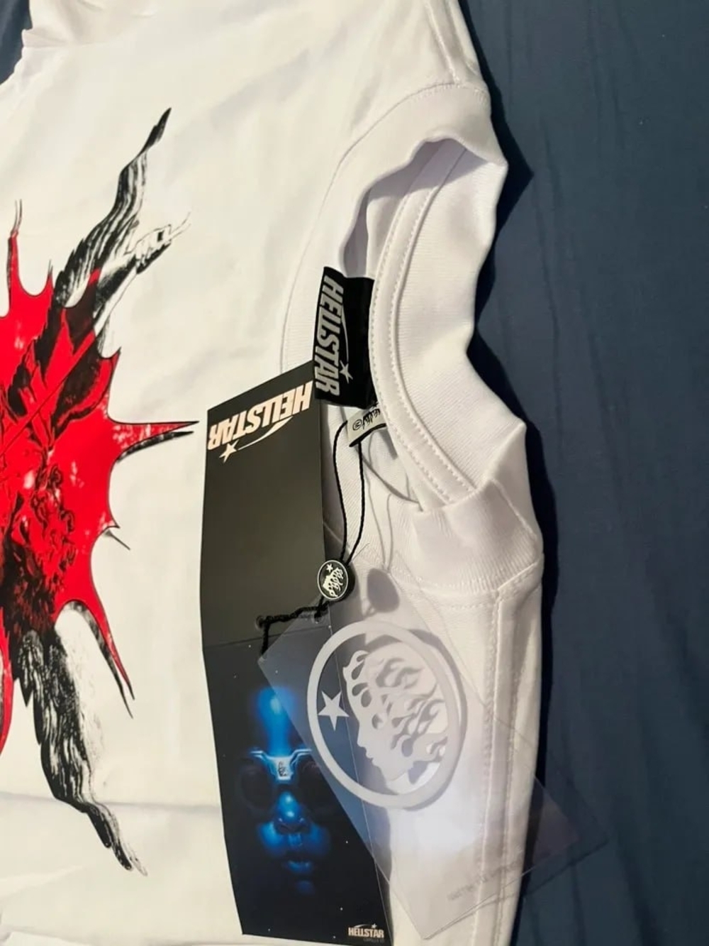 Hellstar White Graphic Tee with Red & Black Splash - Picture 3 of 4
